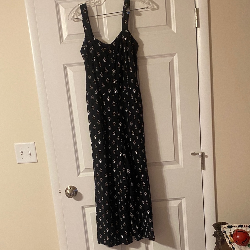 LOFT Black and White Patterned Jumpsuit- small